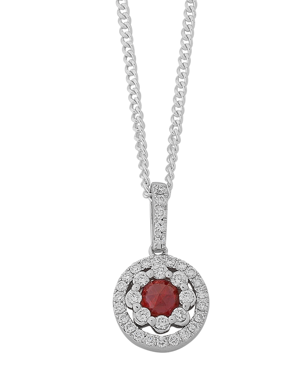 Ruby Pendant - White Gold Ruby & Diamond Pendant - 767949 - Salera's