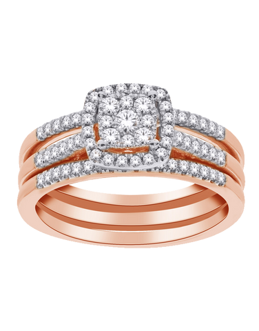 Bridal Set - 14ct Rose & White Gold Diamond Bridal Ring Set - 768051