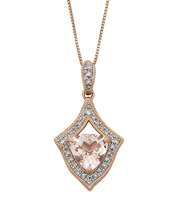Morganite Pendant - Rose Gold Morganite and Diamond Pendant - 768069 - Salera's