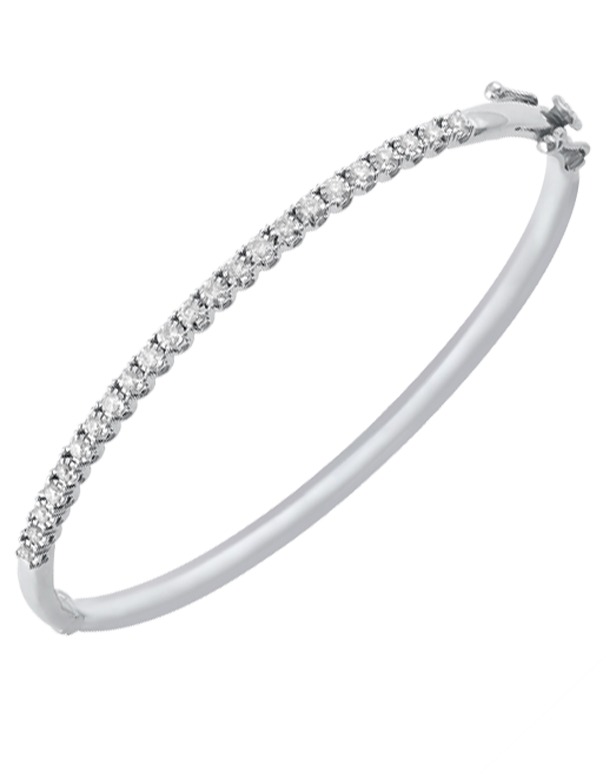 Diamond Bangle - 10ct White Gold Diamond Set Bangle - 768114 - Salera's