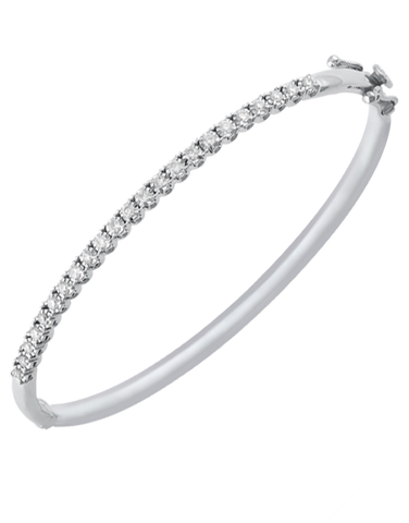 Diamond Bangle - 10ct White Gold Diamond Set Bangle - 768114