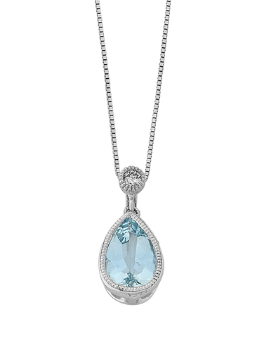 Aquamarine Pendant - 10ct White Gold Aquamarine Pendant - 768118