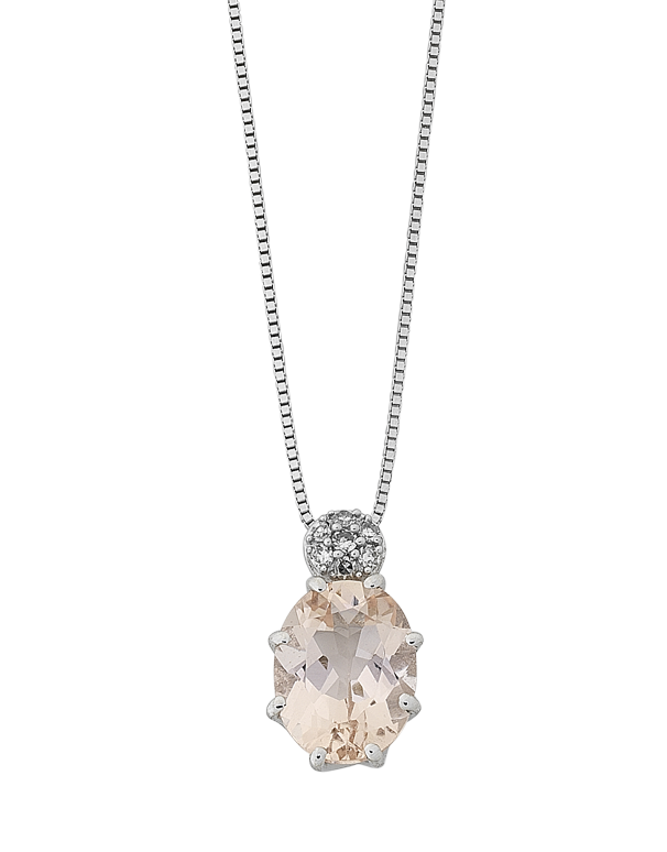 Morganite Pendant - White Gold Morganite & Diamond Pendant - 768119