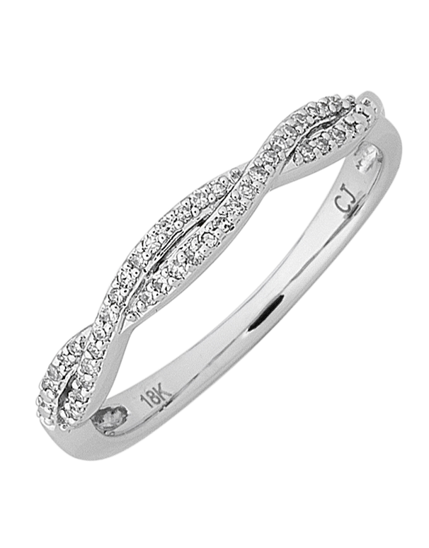 Gold Ring - 18ct White Gold Stacker Ring - 768330