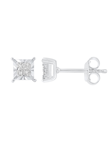 Princess cut diamond stud earrings white gold discount