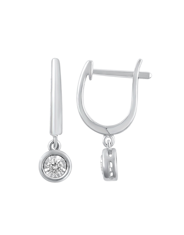 Diamond Earrings - 10ct White Gold Diamond Drop Earrings - 768486