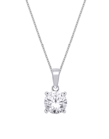 Diamond Pendant - 10ct White Gold Solitaire Pendant - 768585