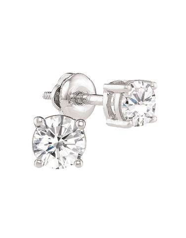 Diamond Studs - 14ct White Gold Diamond Stud Earrings With Screw Backs - 768593