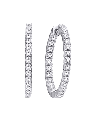 Diamond Earrings - 14ct White Gold Inside Out Diamond Hoop Earrings - 769315