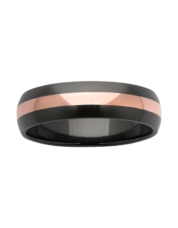 Ziro - Men's Zirconium and Rose Gold Ring - 768967