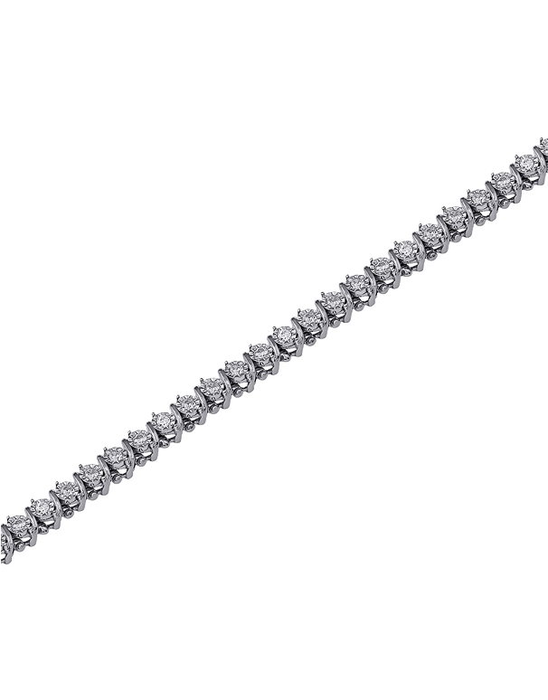 Diamond Bracelet- 10ct White Gold Diamond Tennis Bracelet - 768973