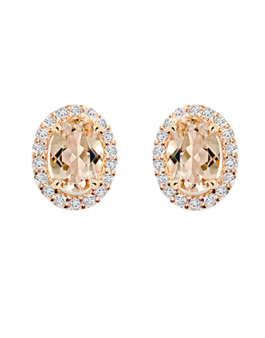Morganite Earrings - 9ct Rose Gold Morganite and Diamond Earrings - 769123