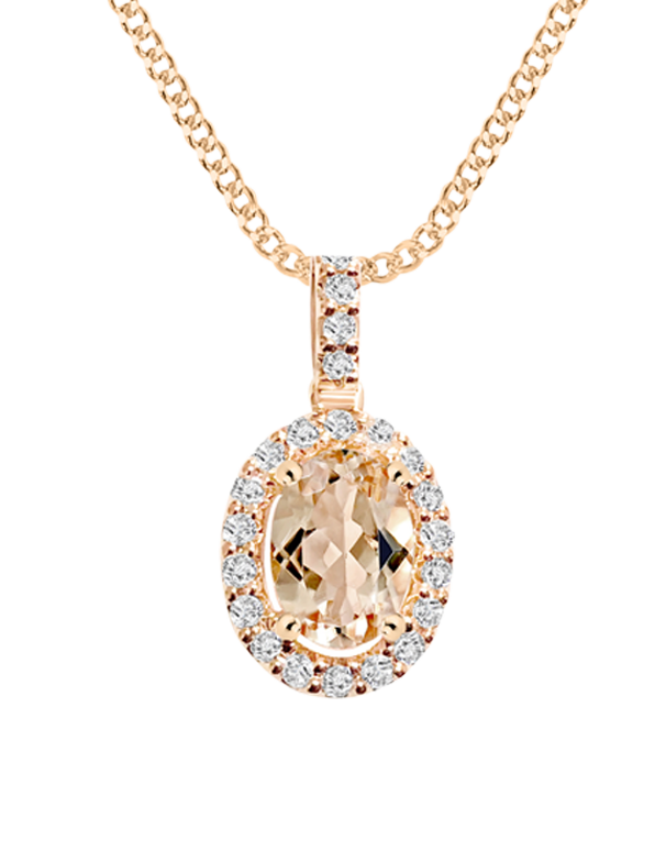 Morganite Pendant - 9ct Rose Gold Morganite and Diamond Pendant - 769124 - Salera's