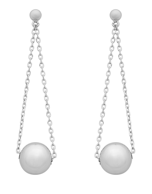 Gold Earrings - 9ct White Gold Ball Drop Earrings - 769417