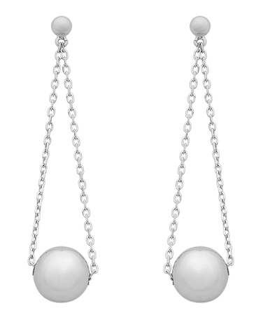 Gold Earrings - 9ct White Gold Ball Drop Earrings - 769417