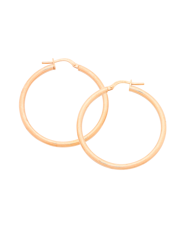Gold Earrings - 9ct Rose Gold Hoop Earrings - 769426
