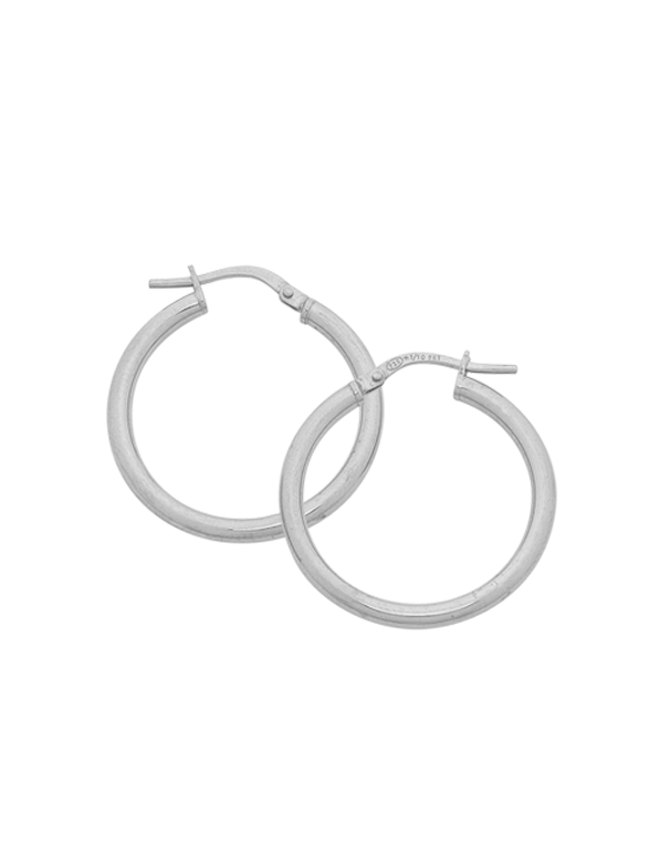 Gold Earrings - 10ct White Gold Hoop Earrings -782266