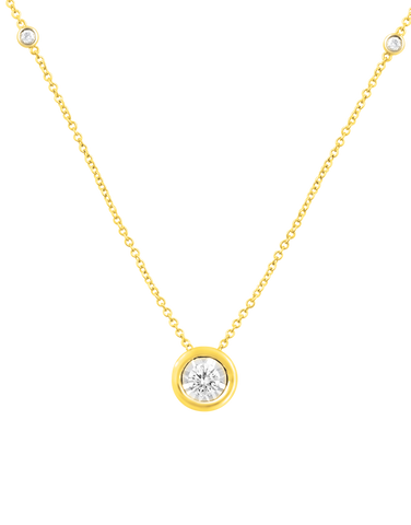Diamond Necklace - 10ct Yellow Gold Diamond Necklace- 769994
