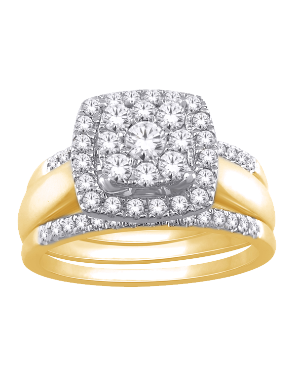 Bridal Set - 14ct Yellow & White Gold Diamond Bridal Ring Set - 770322