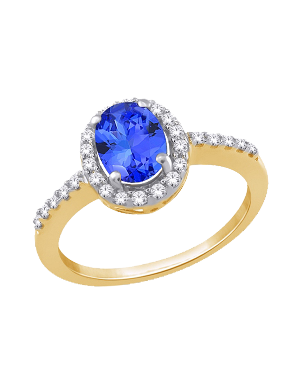 Tanzanite Ring - 14ct Yellow Gold Tanzanite & Diamond Ring - 770326