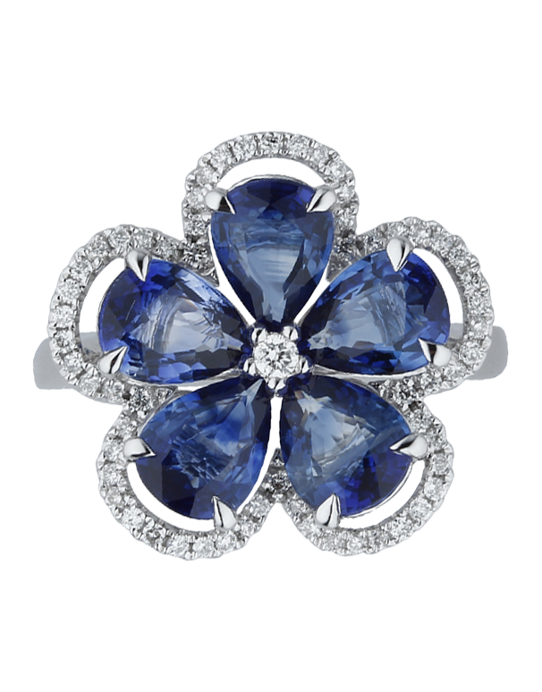 Sapphire Ring - 18ct White Gold Sapphire & Diamond Ring - 770360