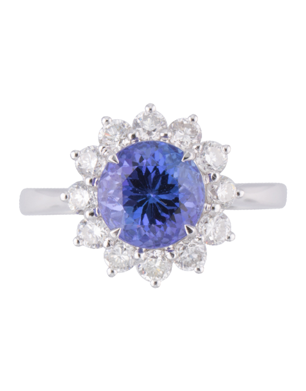 Tanzanite Ring - 18ct White Gold Tanzanite & Diamond Ring - 770361