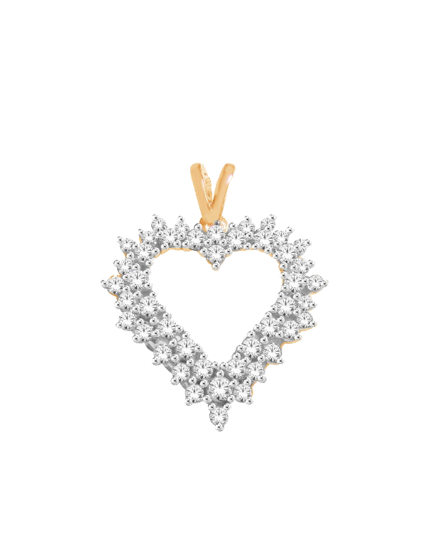 Diamond Pendant - Yellow & White Gold Diamond Heart Pendant - 770407 - Salera's