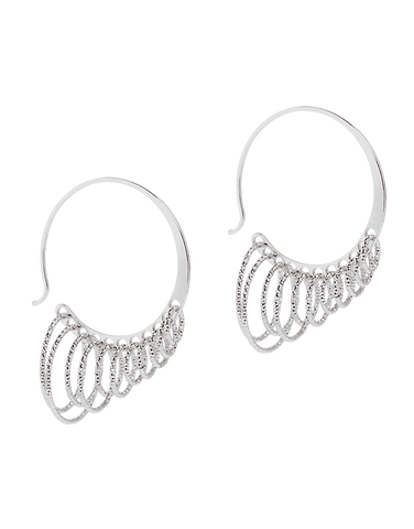 Luna - Sterling Silver Multi Ring Hook Earrings - 770546