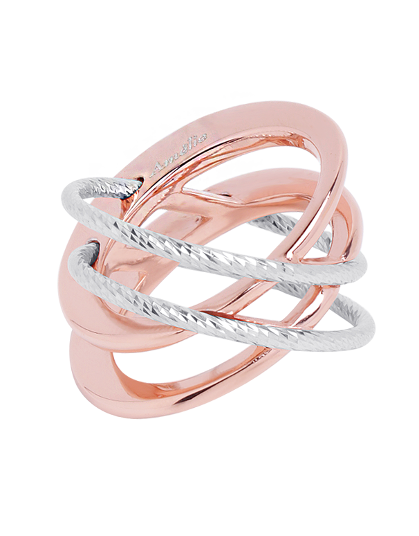 Mode d'Amelie - Sterling Silver & Rose Tone Ring - 770566