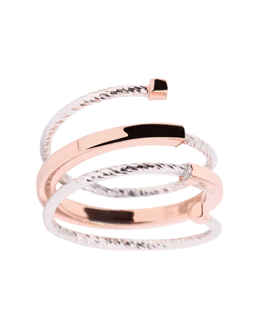 Mode d'Amelie - Sterling Silver & Rose Tone Ring - 770569
