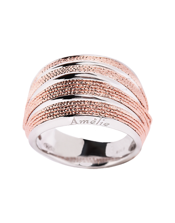 Mode d'Amelie - Sterling Silver & Rose Tone Ring - 770570