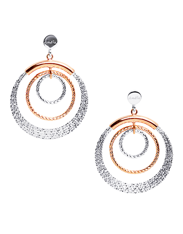 Mode d'Amelie - Sterling Silver & Rose Tone Drop Earrings - 770587