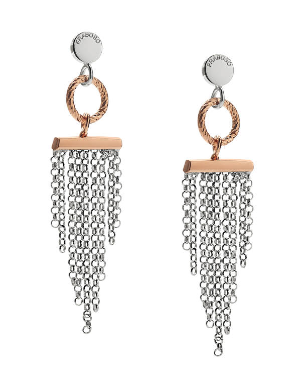 Mode d'Amelie - Sterling Silver & Rose Tone Stud Drop Earrings - 770593 - Salera's