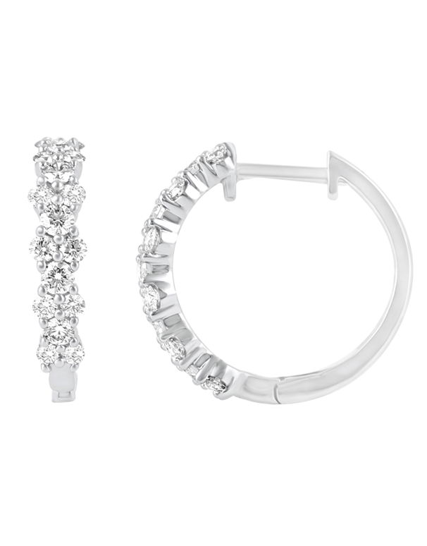 Diamond Earrings - 14ct White Gold Diamond Set Hoops - 770707 - Salera's