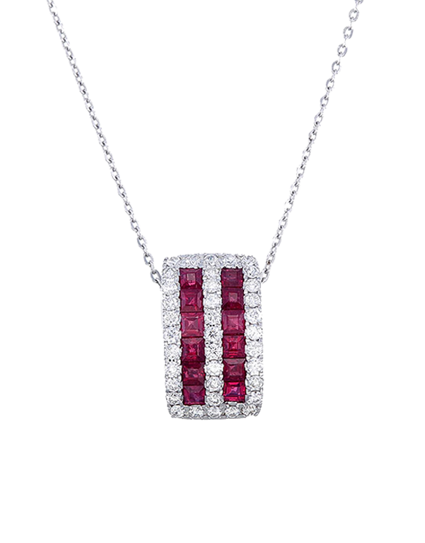 Esclusivo - 14ct White Gold Ruby and Diamond Pendant- 771061 - Salera's
