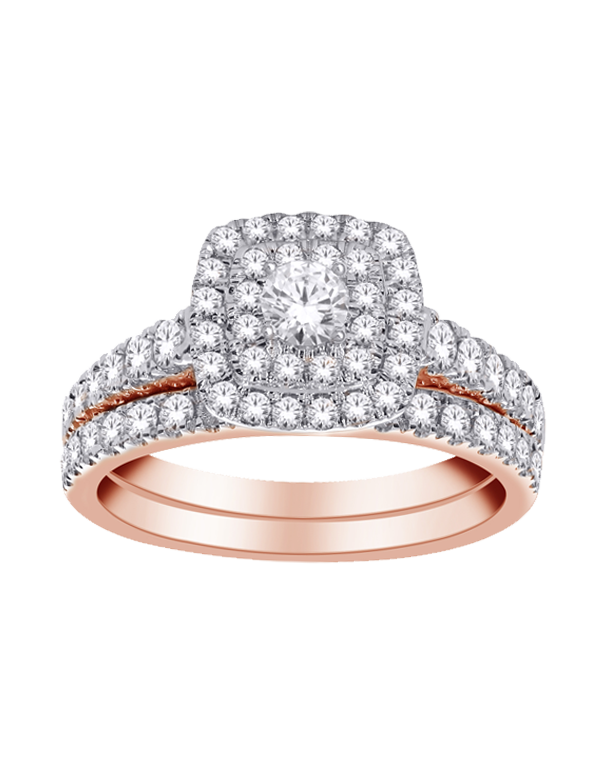 Bridal Set - 14ct Rose Gold Diamond Ring - 771094