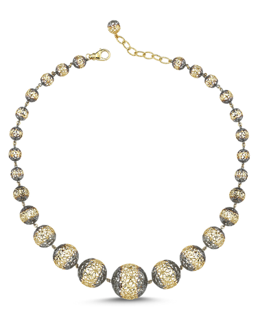 Roberto Bravo - 14ct Yellow Gold Black Rhodium Plated Necklace - 771222