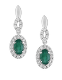 Emerald Set- 14ct White Gold Diamond Set & Natural Emerald Pendant & Earrings