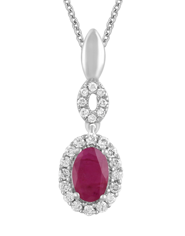 Ruby Pendant - 14ct White Gold Ruby & Diamond Pendant - 780120 - Salera's