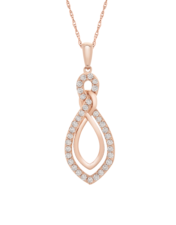 Diamond Necklace - 10ct Rose Gold Diamond Necklace - 780422