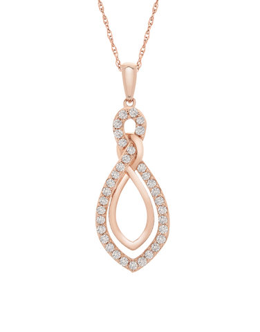 Diamond Necklace - 10ct Rose Gold Diamond Necklace - 780422