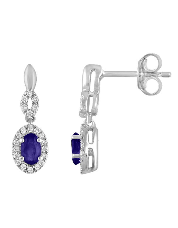 14ct White Gold Natural Tanzanite and Diamond Earrings - 780692