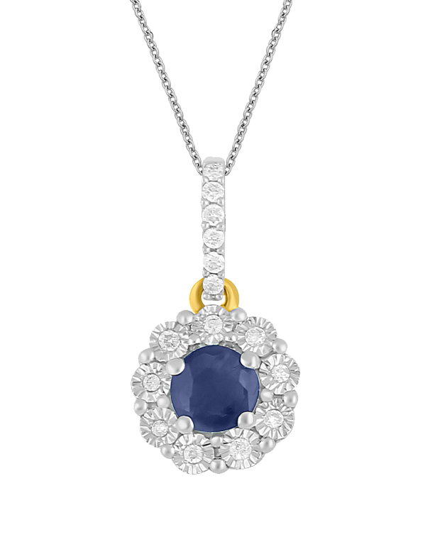 14ct Yellow Gold Natural Sapphire and Diamond Pendant - 780699