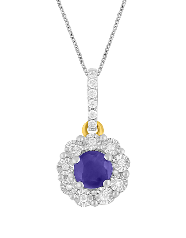 14ct Yellow Gold Natural Tanzanite and Diamond Pendant - 780700