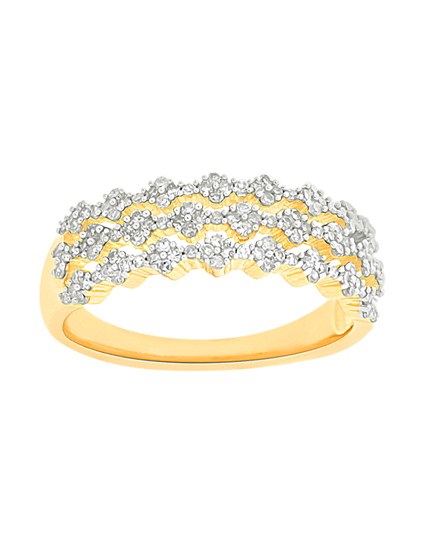 Diamond Ring - 10ct Yellow Gold Paralesque Diamond Set Ring - 781609