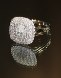 Diamond Ring - 10ct White Gold Halon Diamond Set Cushion Ring - 781614