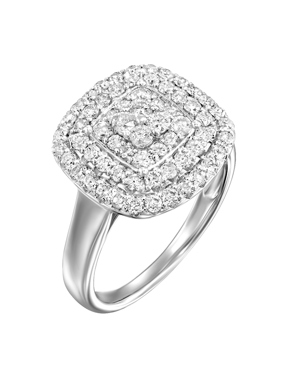 Diamond Ring - 10ct White Gold Halon Diamond Set Cushion Ring - 781614