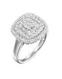 10ct White Gold Halon Diamond Cushion Pendant, Earrings & Ring Set