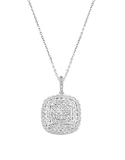 10ct White Gold Halon Diamond Cushion Pendant, Earrings & Ring Set