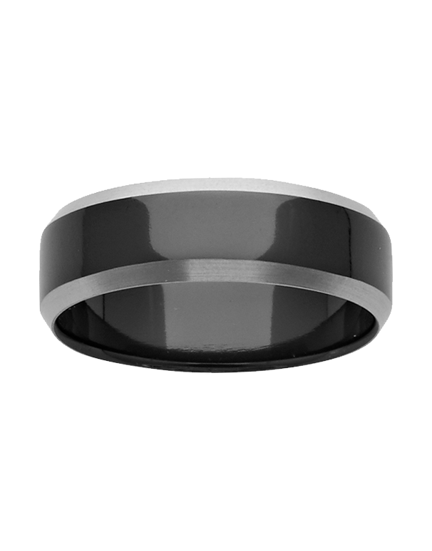 Ziro - Men's Black & White Zirconium Ring - 782017
